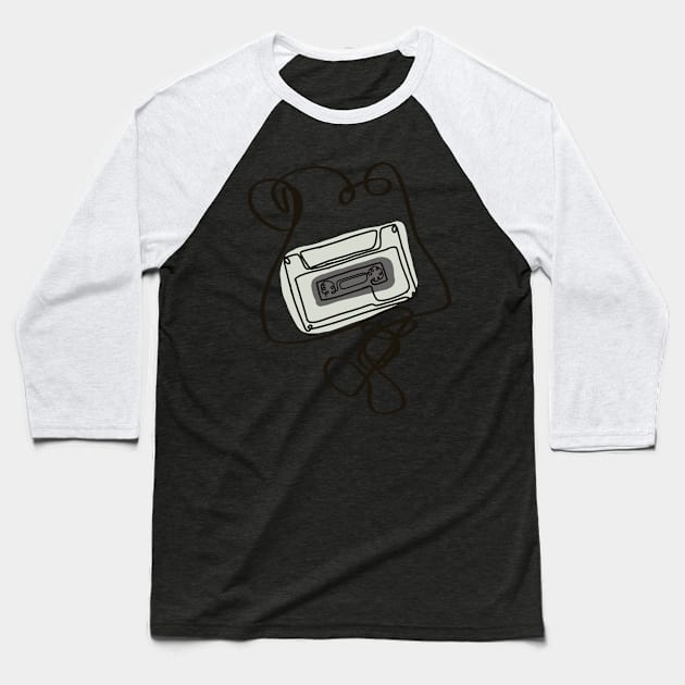 Cassette minimalist line art Baseball T-Shirt by SwasRasaily